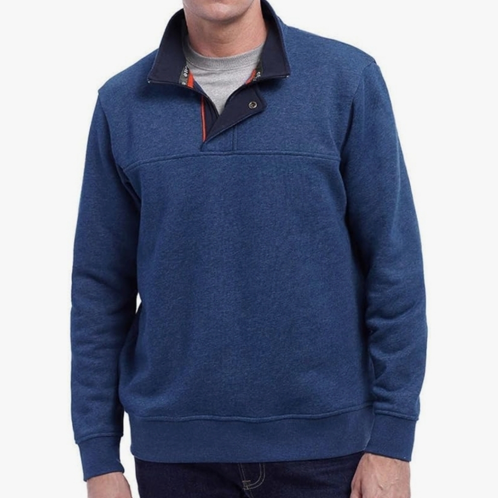 Orvis Men's Large Softest Tencel Blend 1/4 Zip Pullover Denim Blue Long Sleeve